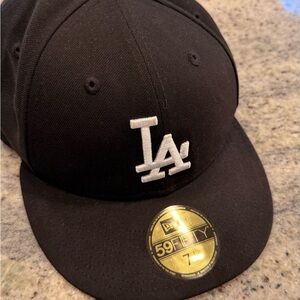 New Era Black 59FIFTY Cap with White LA Logo